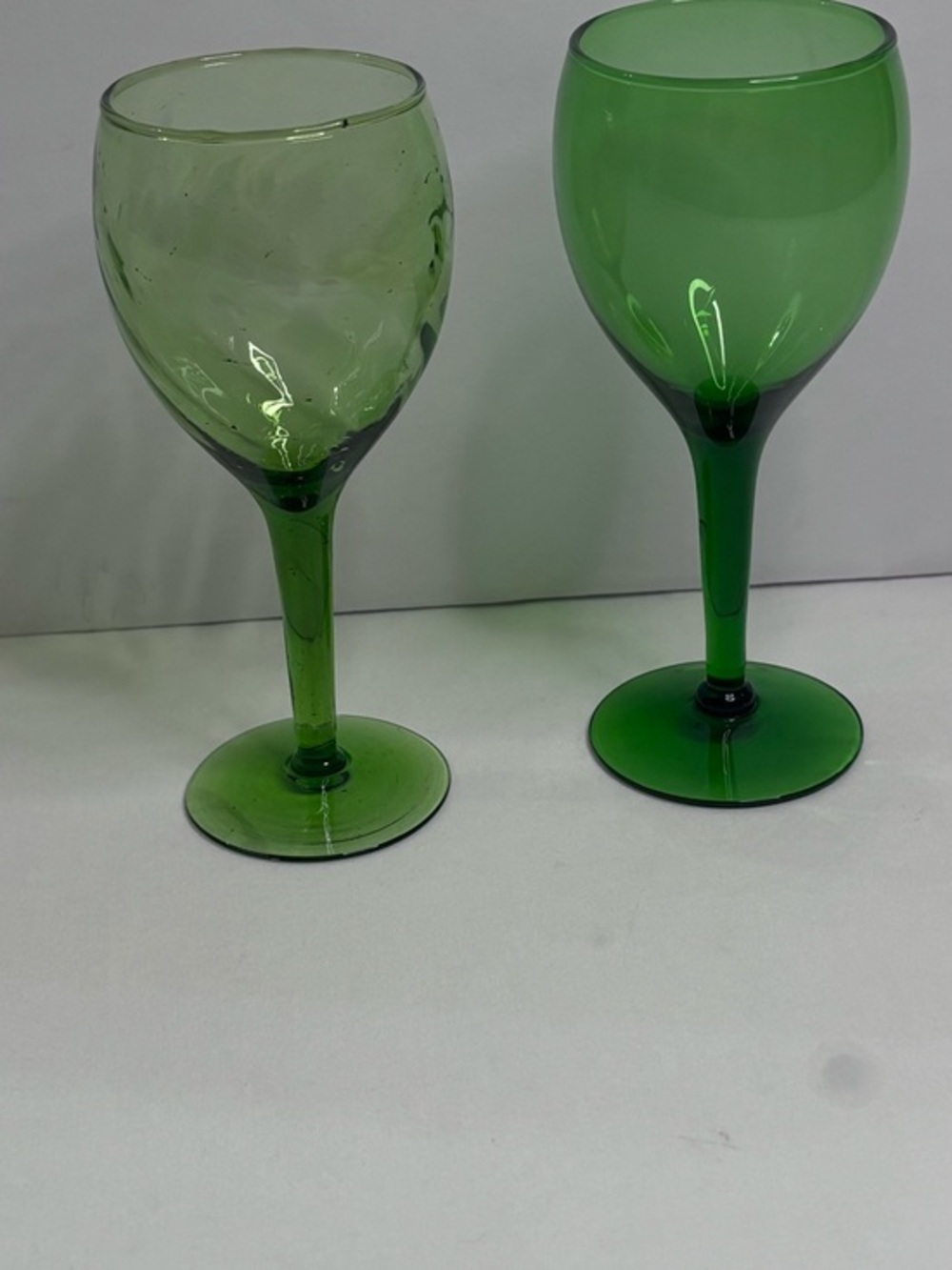 Green Stemware Wine Glasses Set of 2